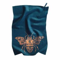 GeorgeLettersPic DeepOcean Copper Bee Linen Teatowel