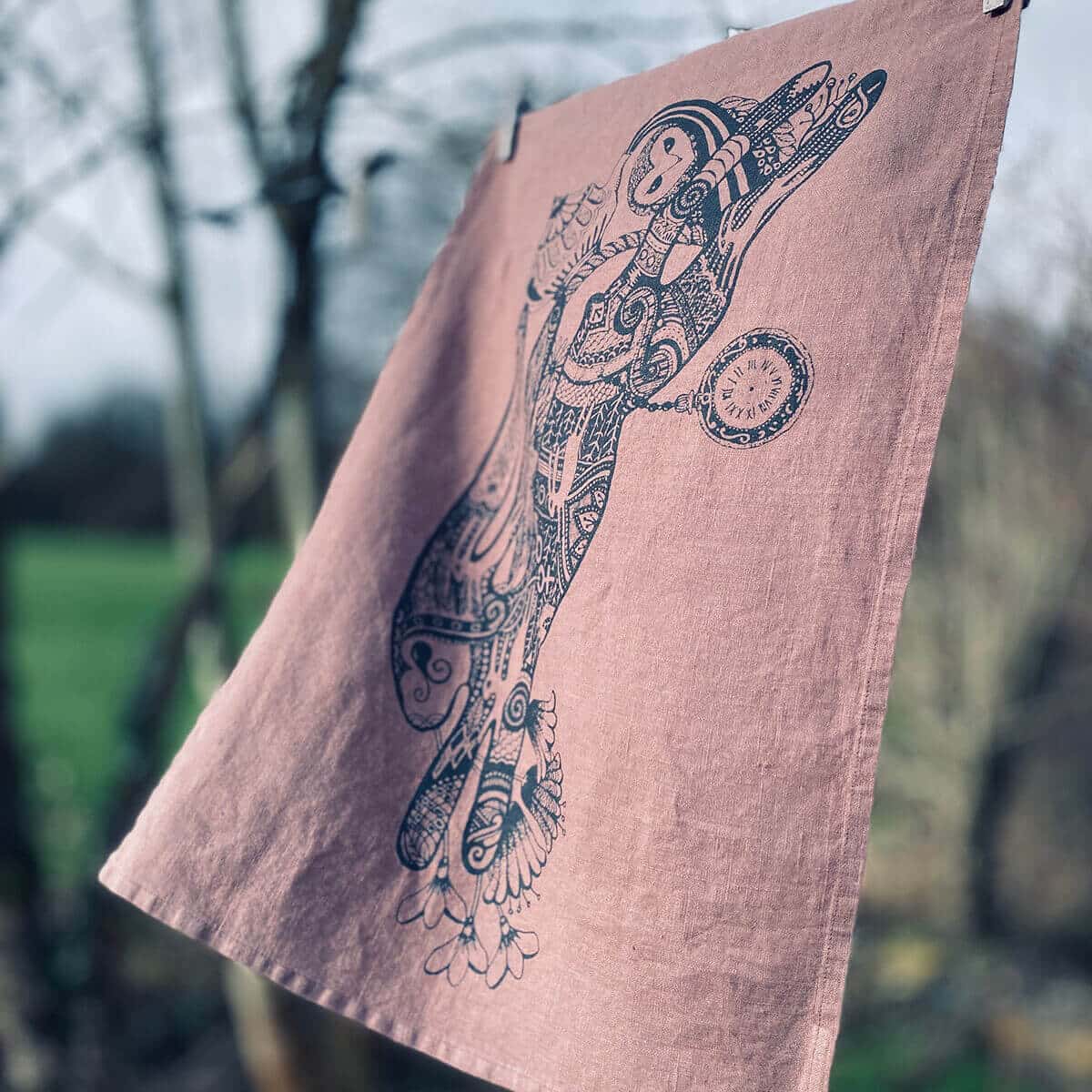 GeorgeLettersPic Linen Teatowel AshesRoses HareLS