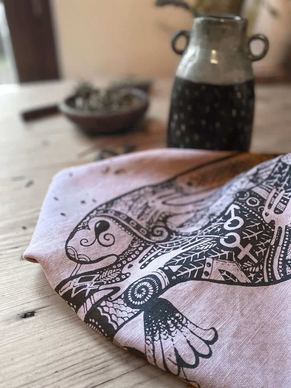 GeorgeLettersPic Linen Teatowel Blush Hare GeorgeLettersPic Linen Teatowel Blush Hare