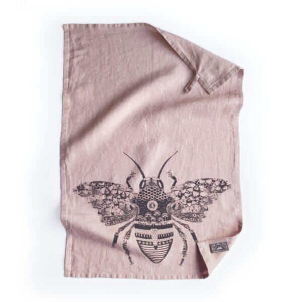 GeorgieLettersPic Linen Teatowel Blush Bee Prod