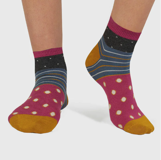 Rondell stripe ankle socks pink BAMBOO
