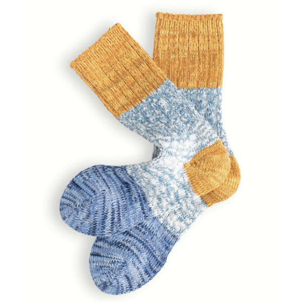 Charlie Blue & Mustard Recycled Cotton Socks (Small)
