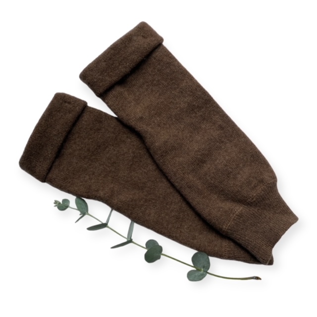 Chocolate Brown Recycled Cashmere Fingerless Gloves