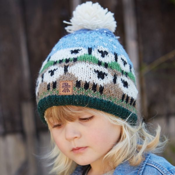 kids snosy sheep pure wool bobble
