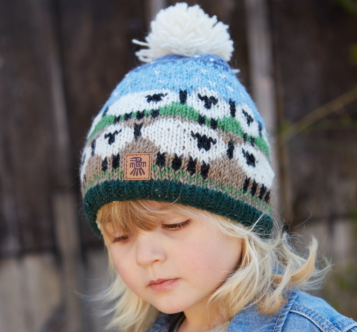 kids snosy sheep pure wool bobble