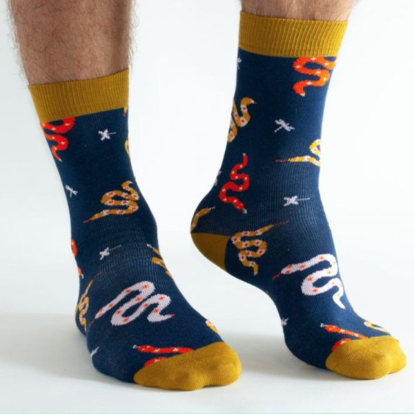Navy snake bamboo socks doris and dude