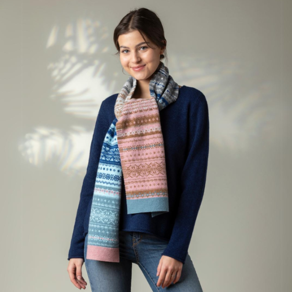 Dew Fairlisle merino wool scarf