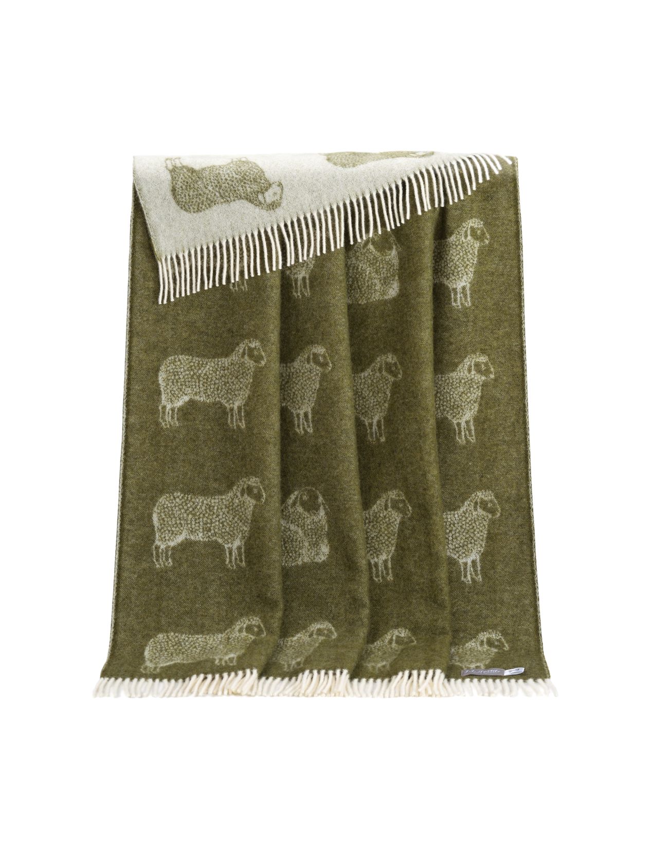 Green Mossy Sheep Pure Wool Throw
