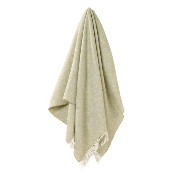 Herringbone Pure Wool Throw / Light Sage